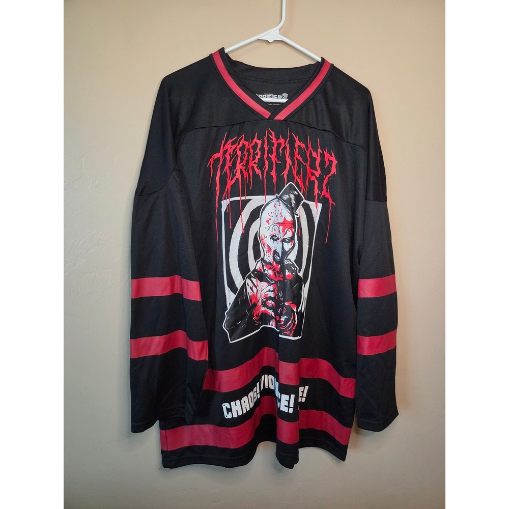 Terrifier 2 Art the Clown Hockey Jersey Spencer's Black Red XL New